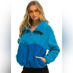 Aviator Nation Teddy Apres Half Zip Color Block Jacket